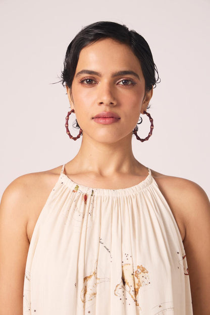 Naiara Zodiac Print Cotton Maxi Dress