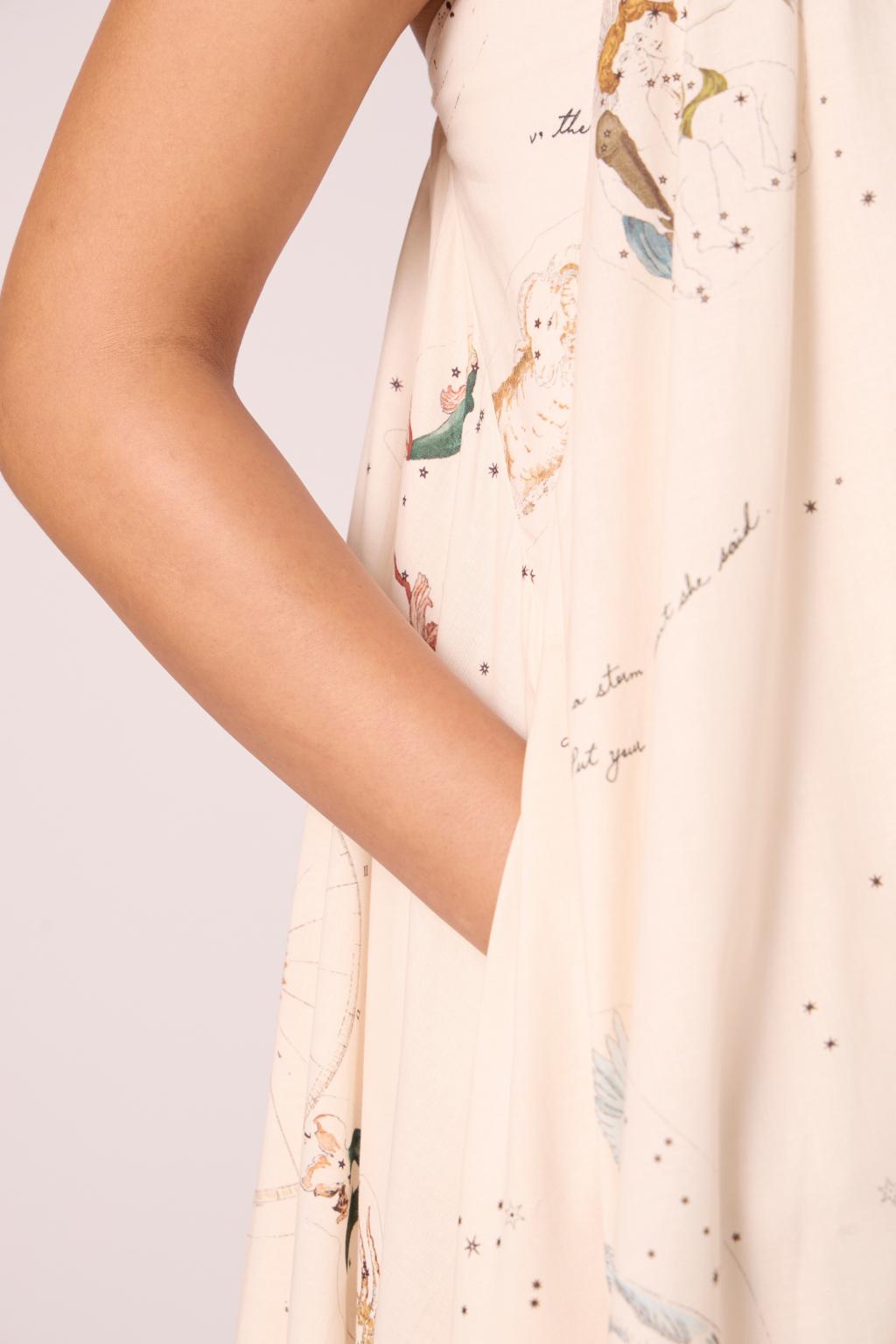 Naiara Zodiac Print Cotton Maxi Dress