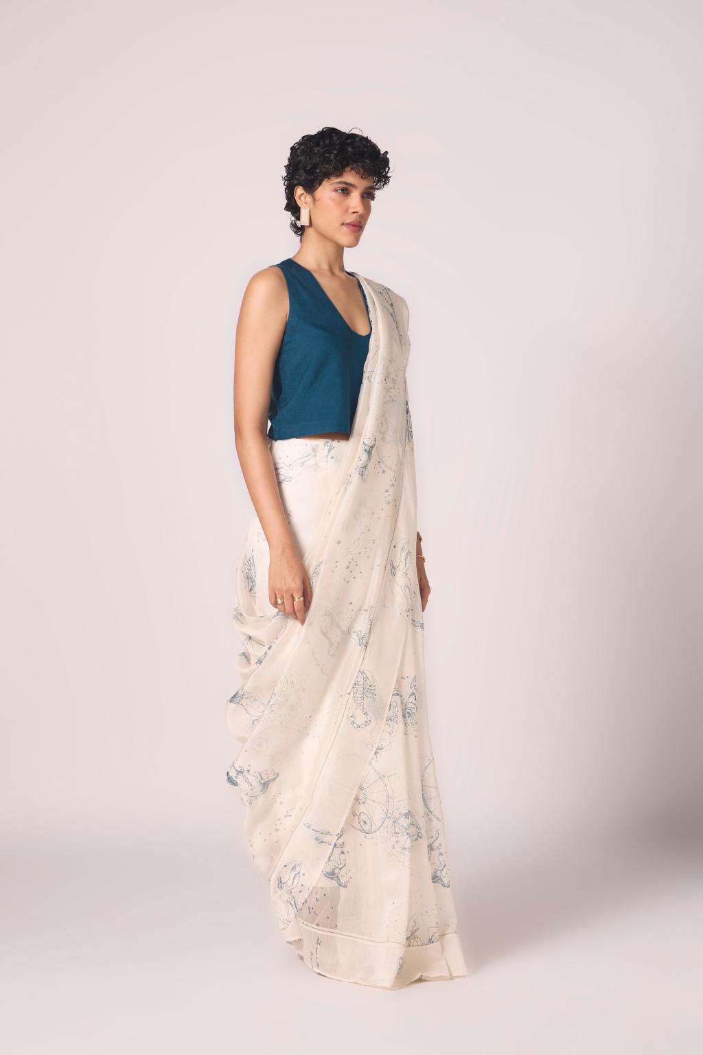 Saiph Zodiac Print Handwoven Saree