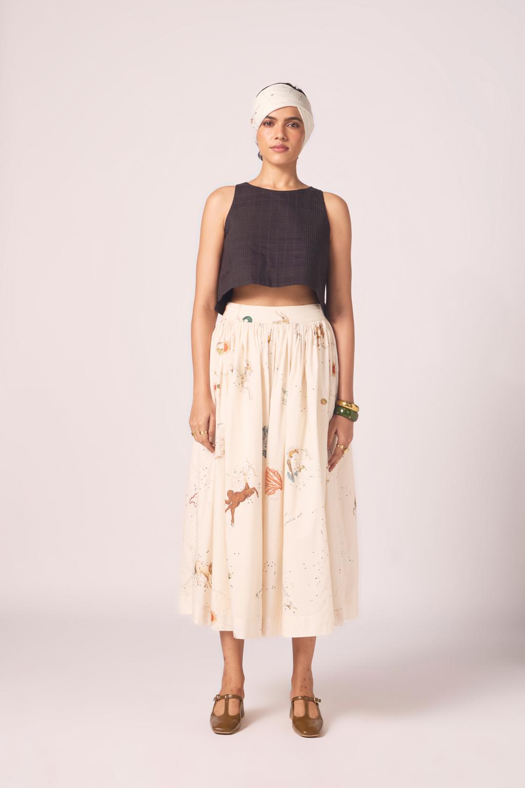 Maud Zodiac Print Cotton Skirt
