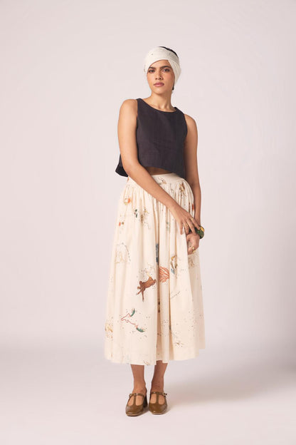 Maud Zodiac Print Cotton Skirt