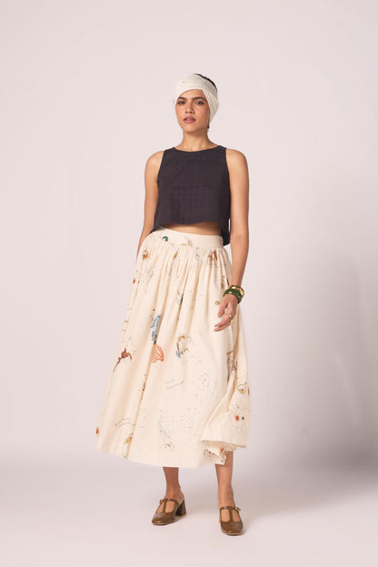 Maud Zodiac Print Cotton Skirt