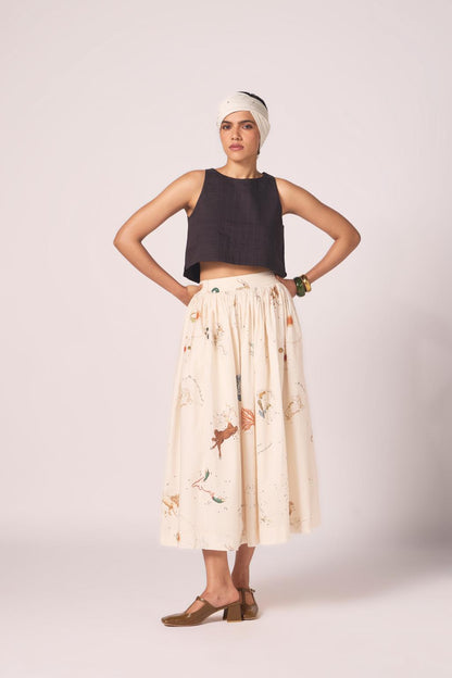 Maud Zodiac Print Cotton Skirt