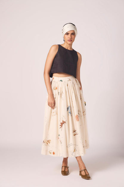 Maud Zodiac Print Cotton Skirt