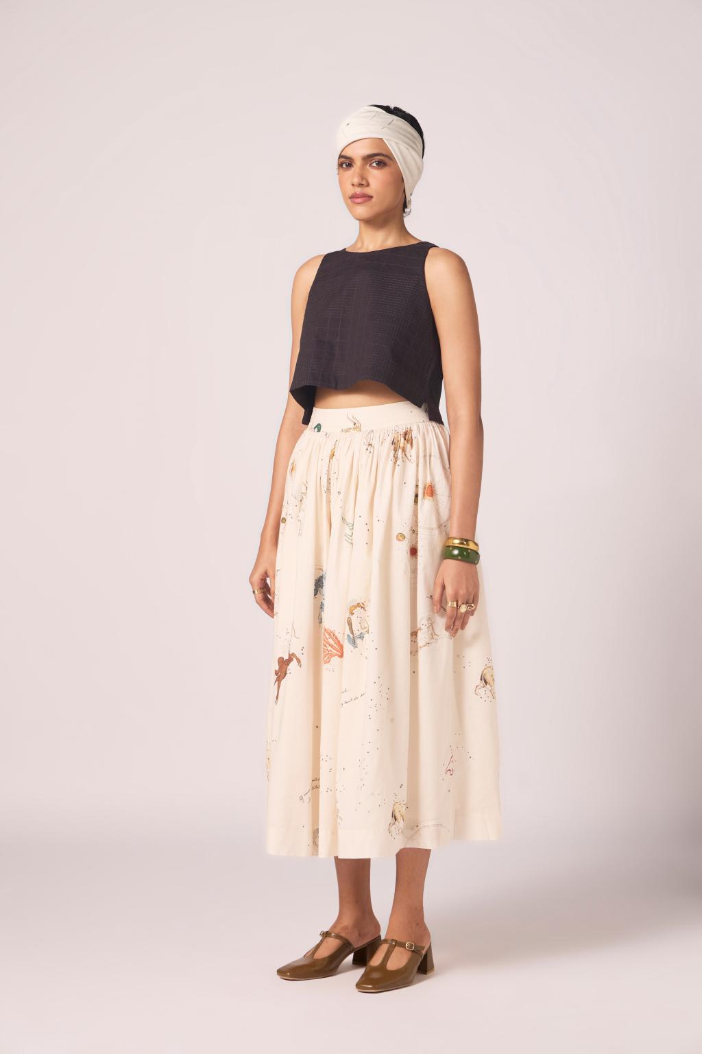 Maud Zodiac Print Cotton Skirt