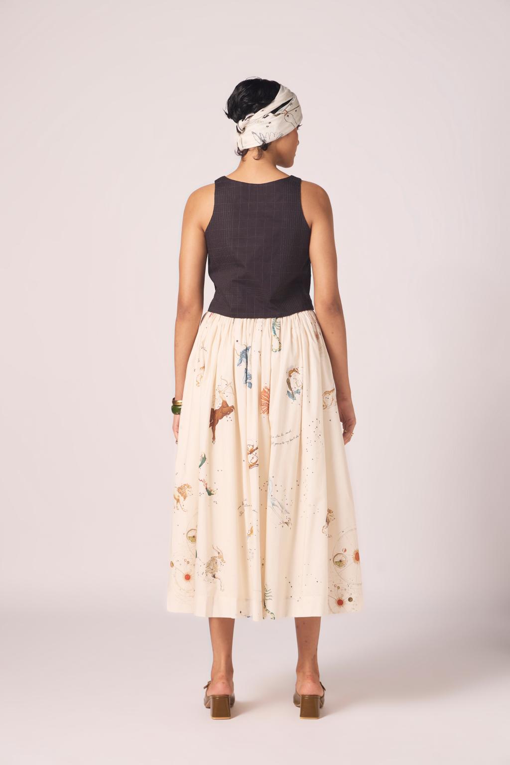 Maud Zodiac Print Cotton Skirt