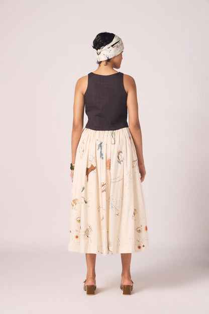 Maud Zodiac Print Cotton Skirt