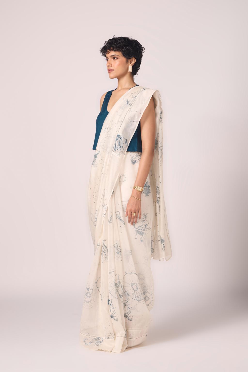 Saiph Zodiac Print Handwoven Saree
