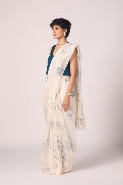 Saiph Zodiac Print Handwoven Saree