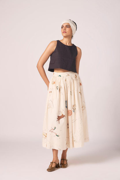 Maud Zodiac Print Cotton Skirt