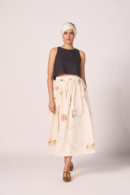 Maud Zodiac Print Cotton Skirt