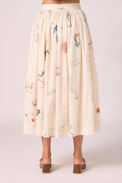 Maud Zodiac Print Cotton Skirt