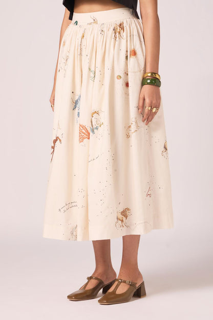 Maud Zodiac Print Cotton Skirt