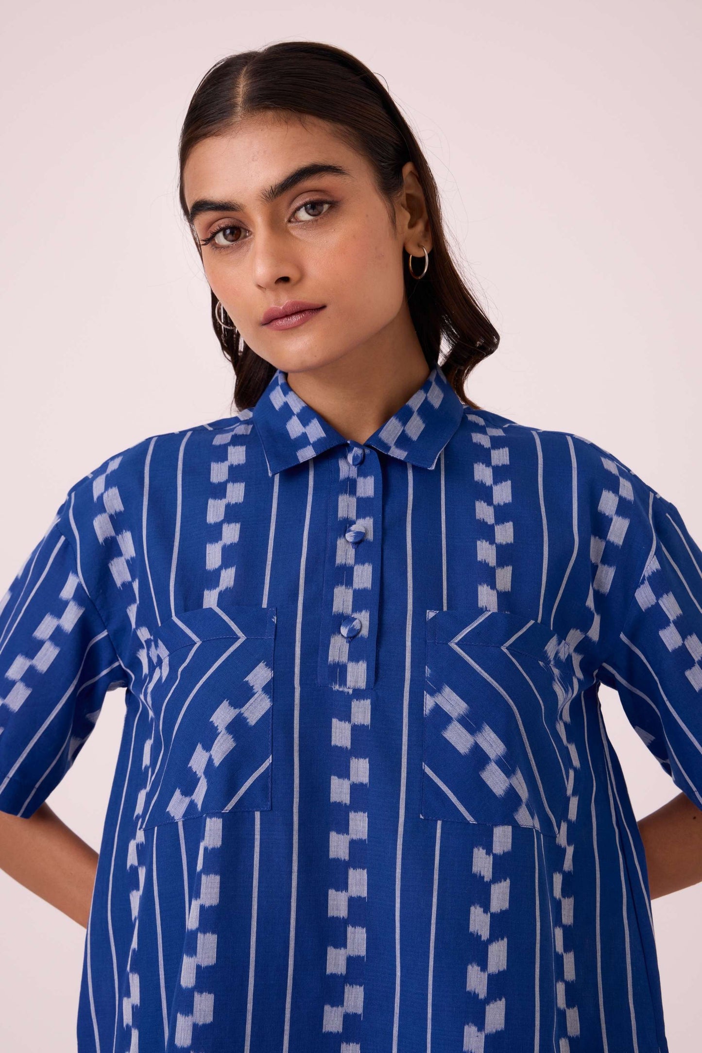 Alyosha Blue Striped Ikat Shirt
