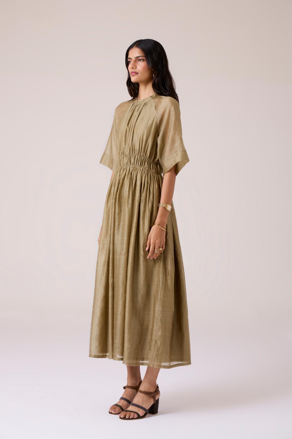 Arha Olive Handwoven Dress