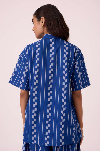 Alyosha Blue Striped Ikat Shirt