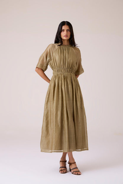 Arha Olive Handwoven Dress