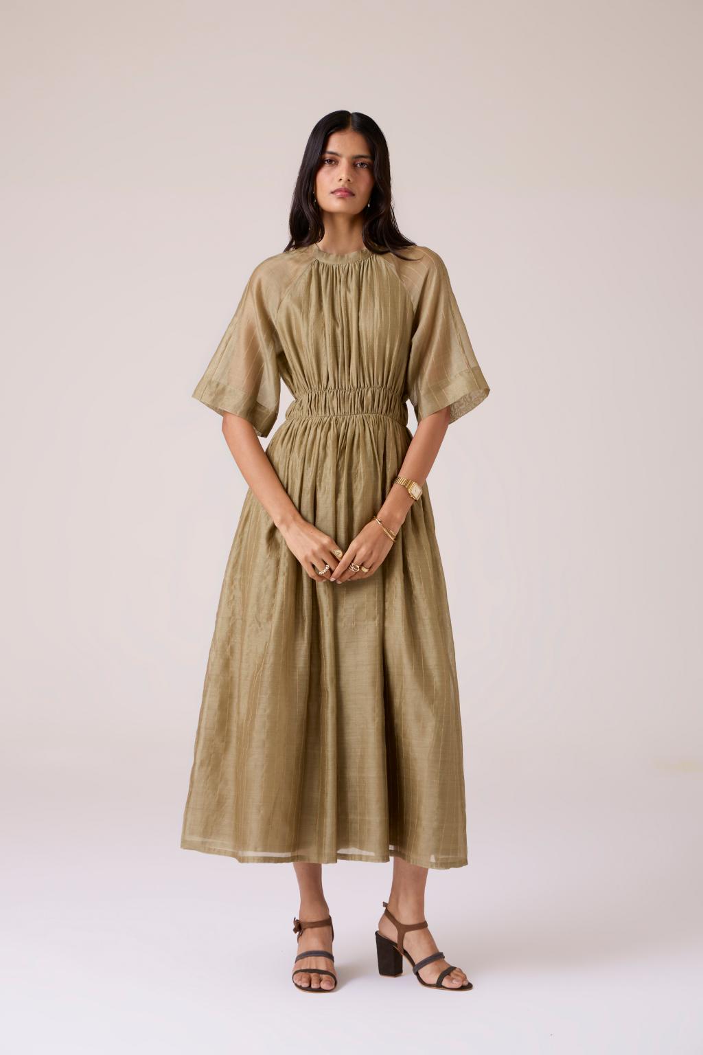 Arha Olive Handwoven Dress