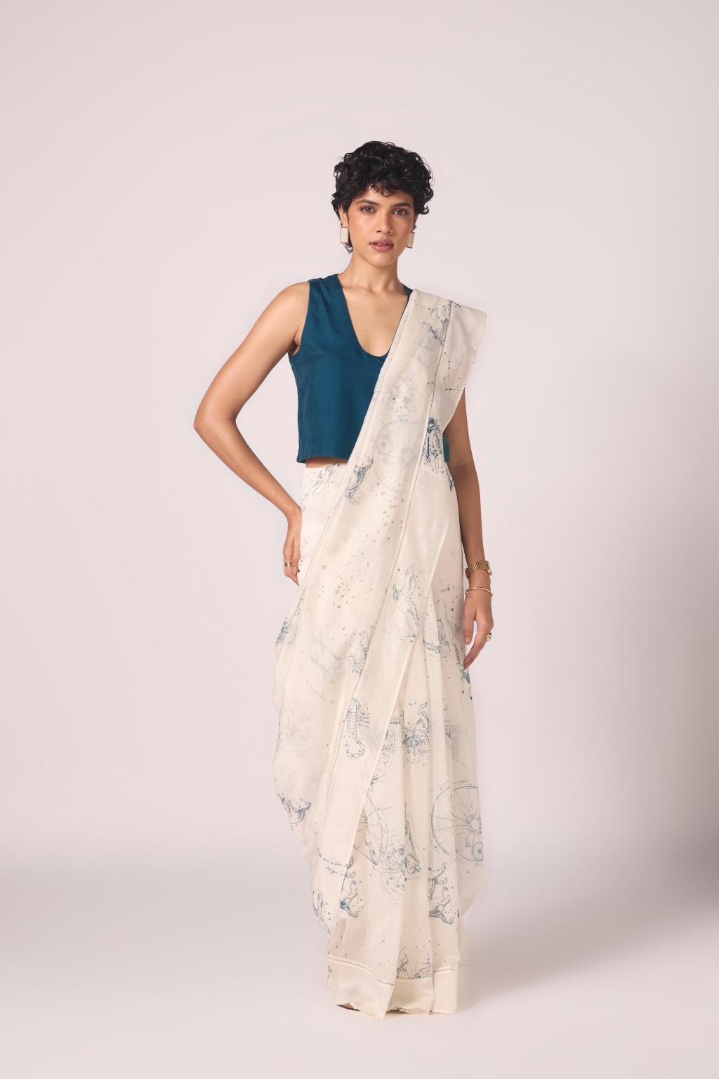 Saiph Zodiac Print Handwoven Saree