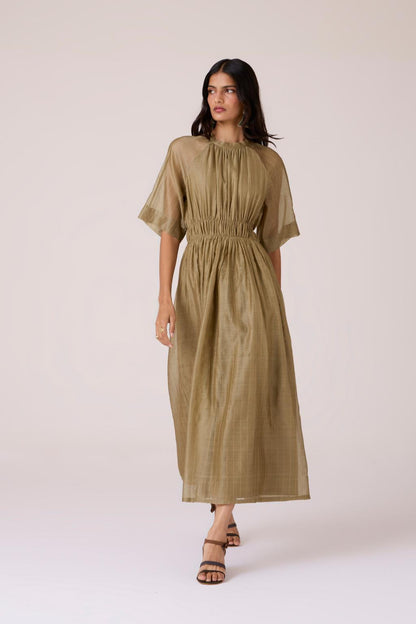 Arha Olive Handwoven Dress