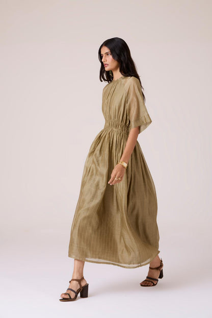 Arha Olive Handwoven Dress