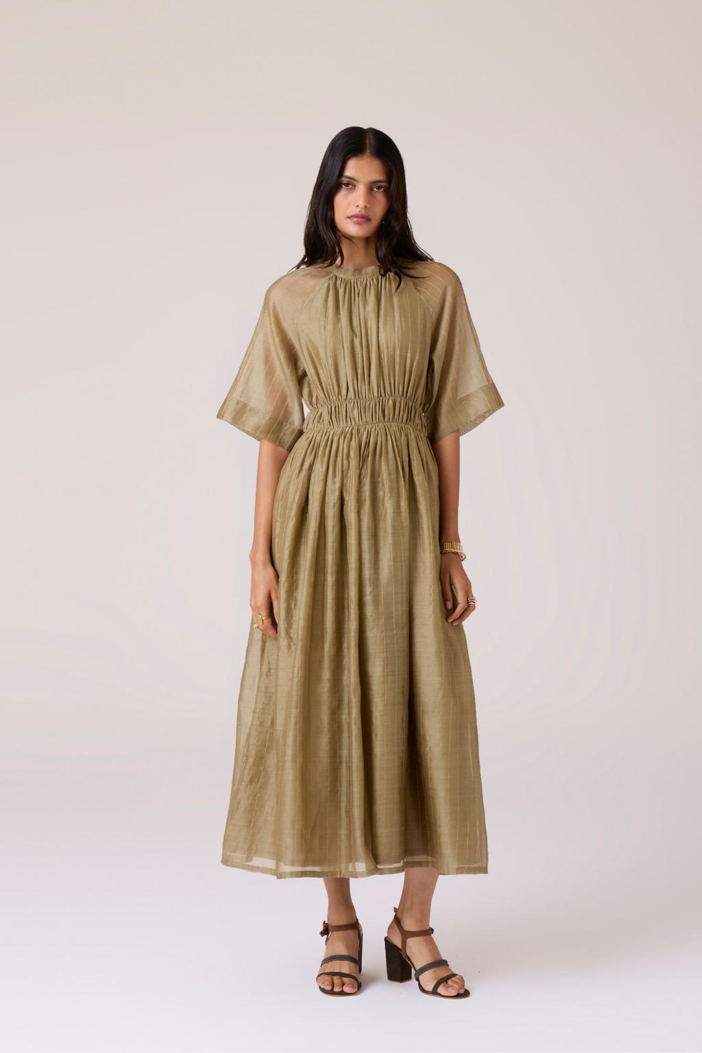 Arha Olive Handwoven Dress