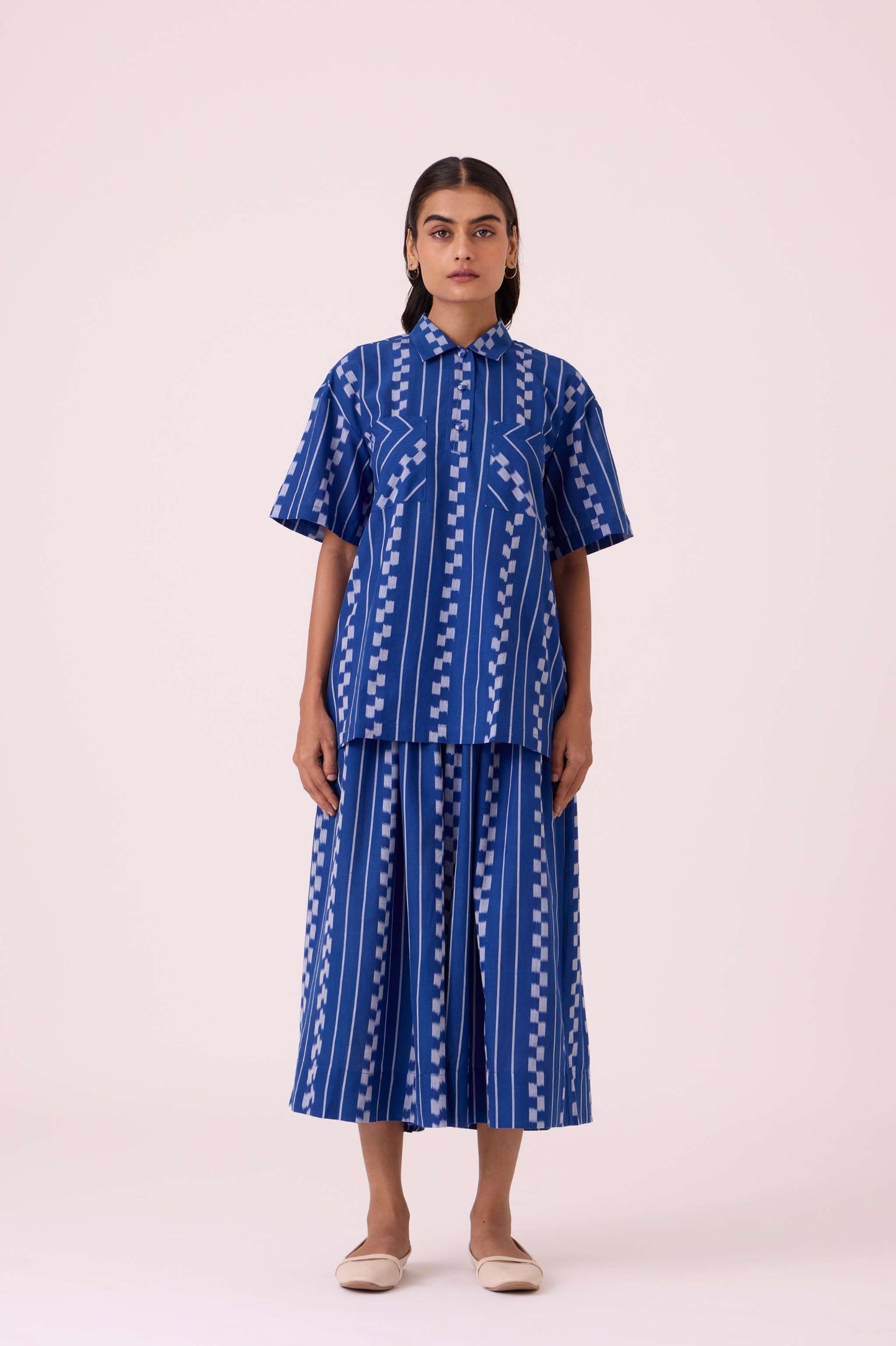 Alyosha Blue Striped Ikat Shirt
