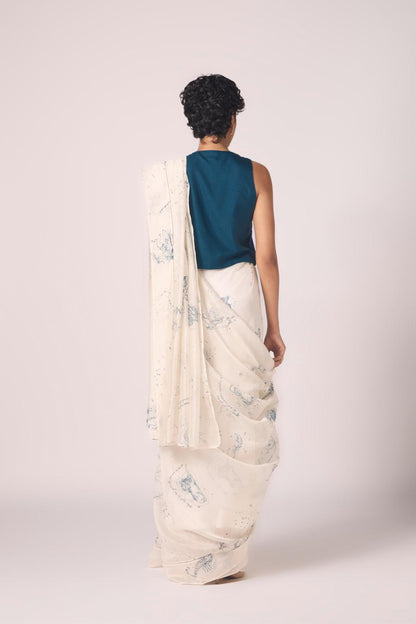 Saiph Zodiac Print Handwoven Saree
