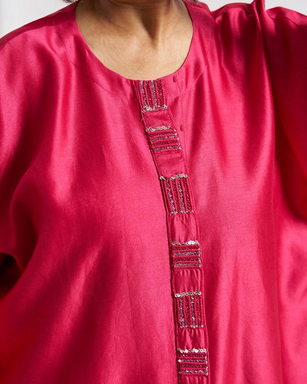 Candy Red Silk Chanderi Anti-Fit Top