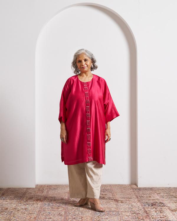 Candy Red Silk Chanderi Anti-Fit Top