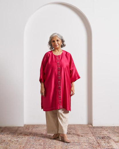 Candy Red Silk Chanderi Anti-Fit Top