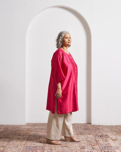 Candy Red Silk Chanderi Anti-Fit Top