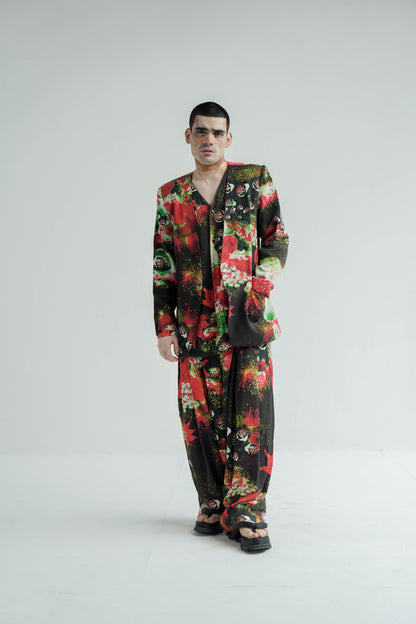 Red Florid Jacket/Overlay