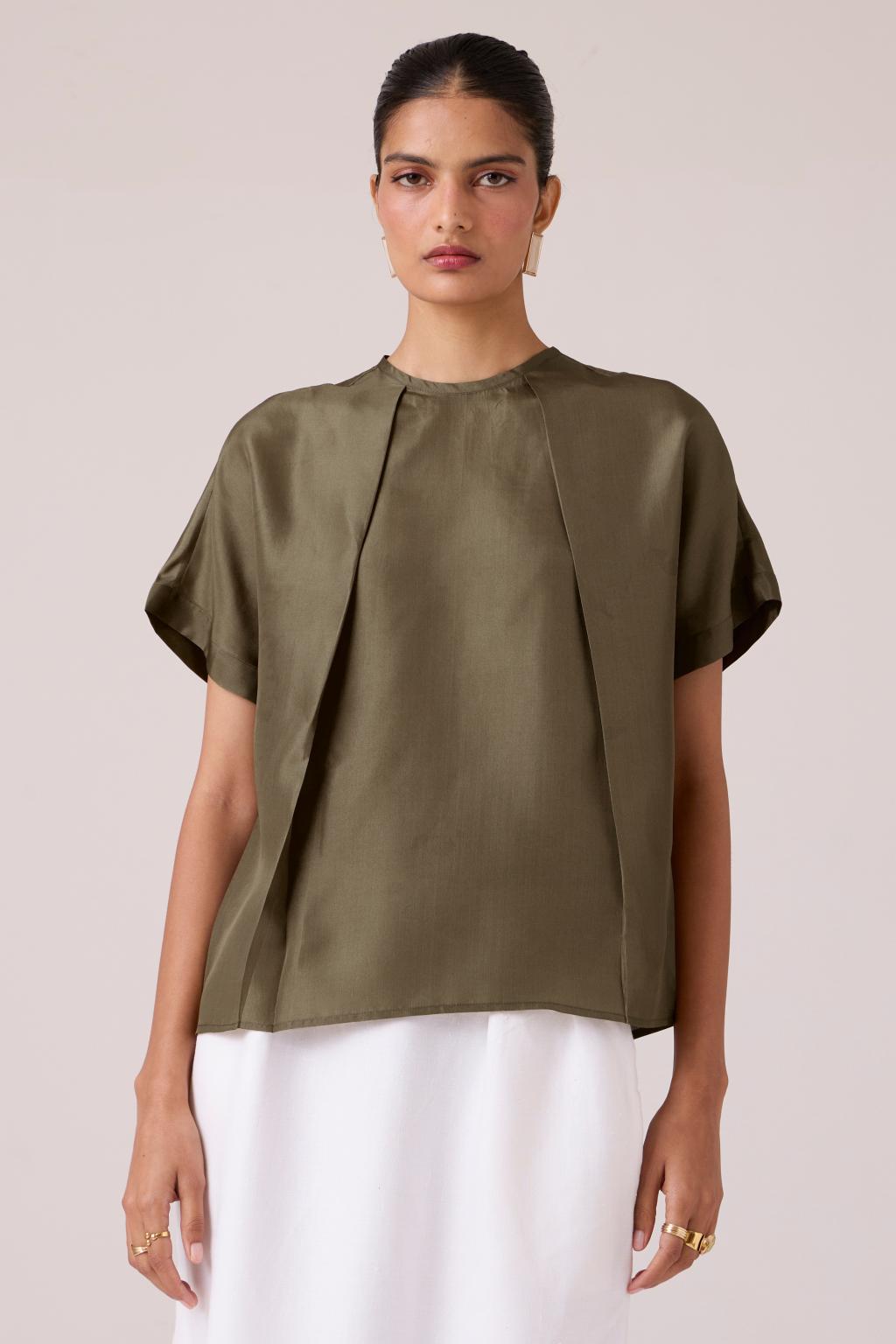 Pam Olive Silk Top