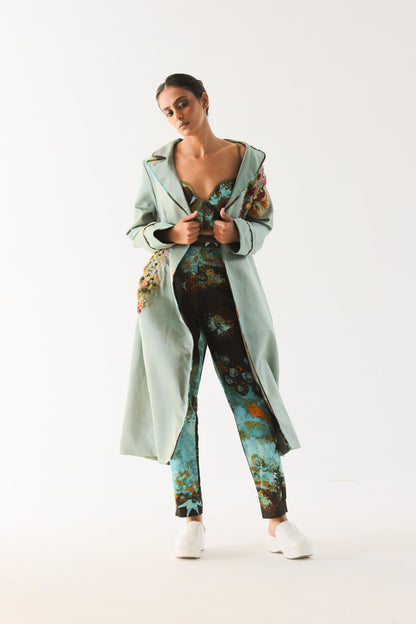 Teal Impasto Trench