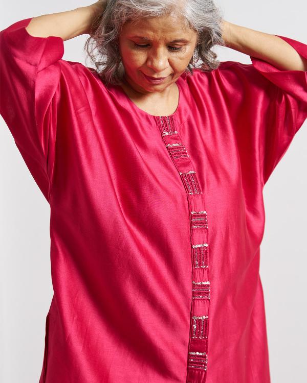 Candy Red Silk Chanderi Anti-Fit Top