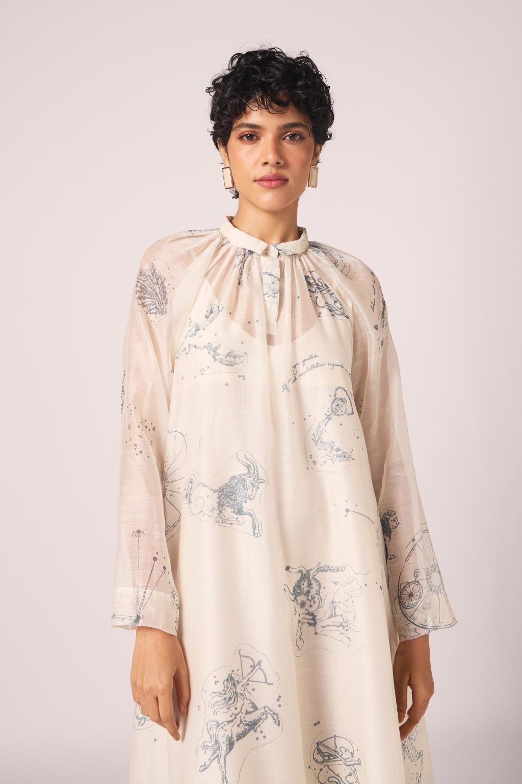 Cheryl Zodiac Print Handwoven Dress