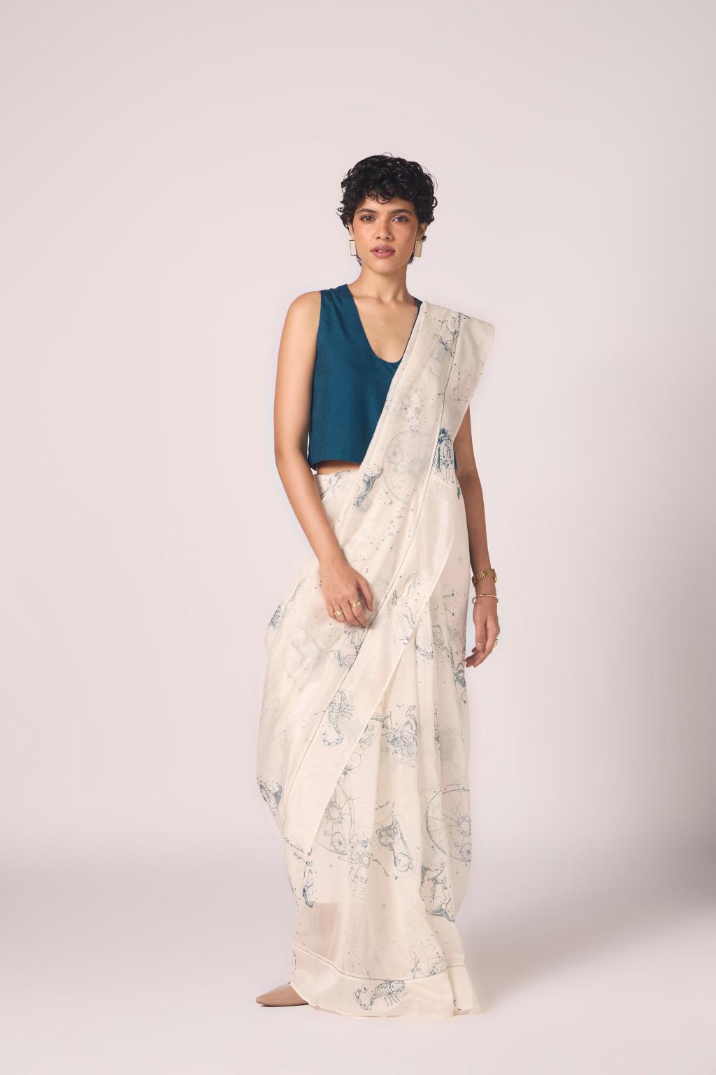Saiph Zodiac Print Handwoven Saree