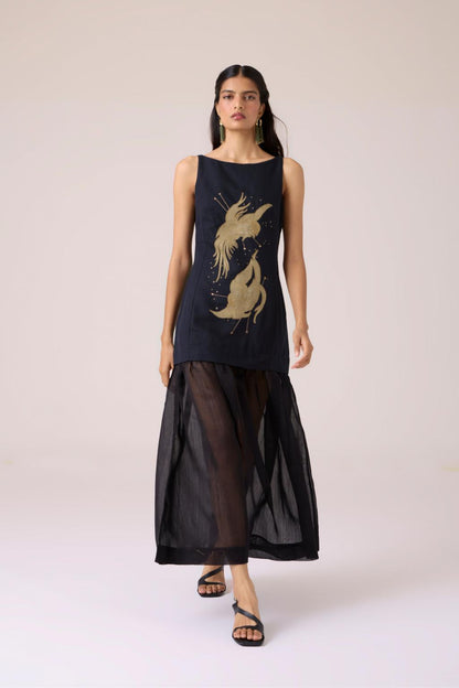 Astra Black Embroidered Maxi Dress