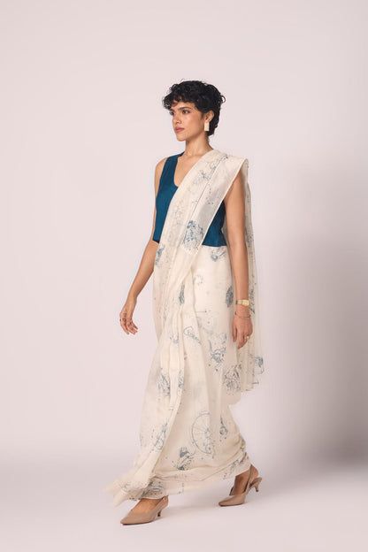 Saiph Zodiac Print Handwoven Saree