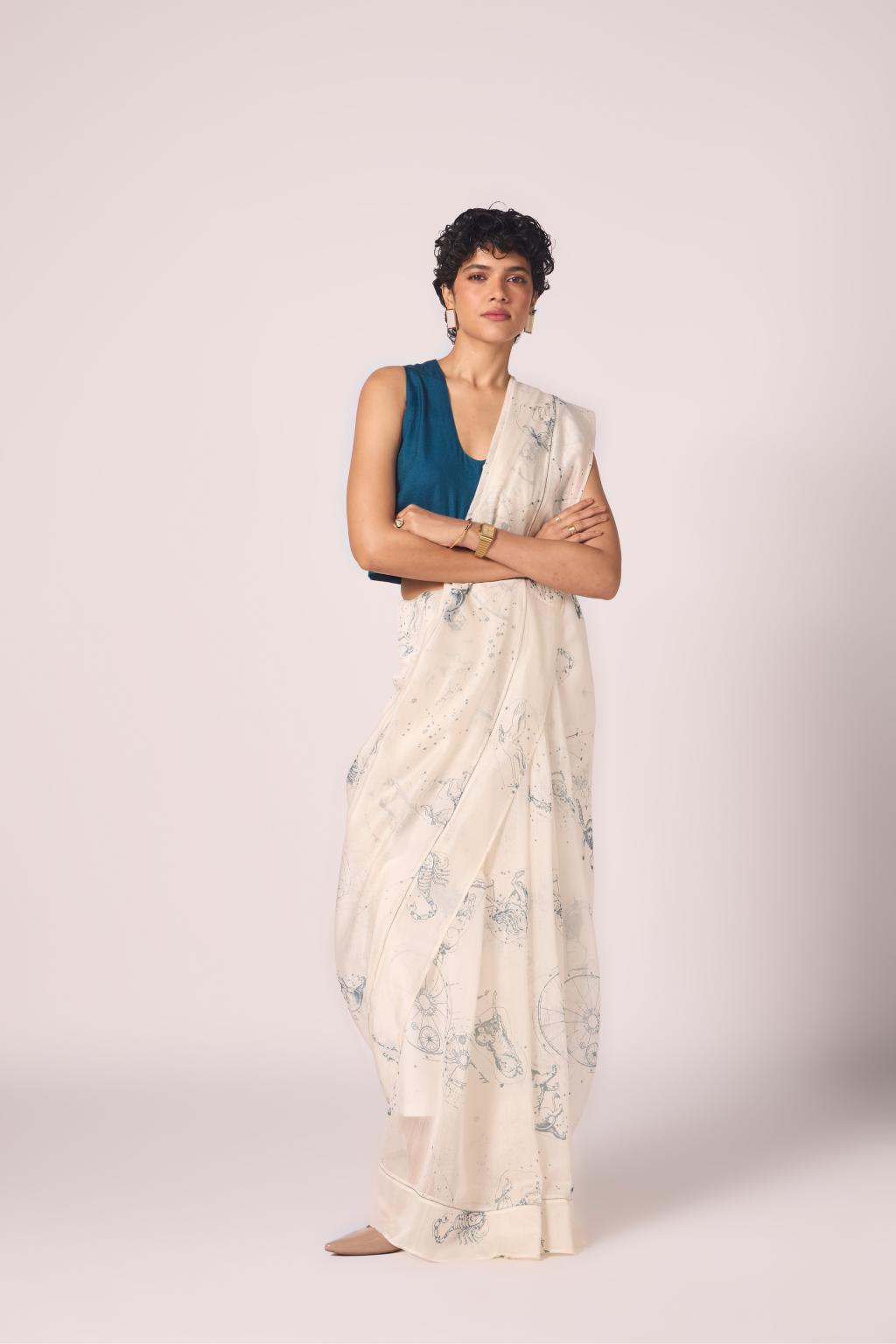 Saiph Zodiac Print Handwoven Saree