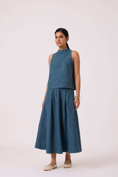 Eliot Blue Handwoven Skirt