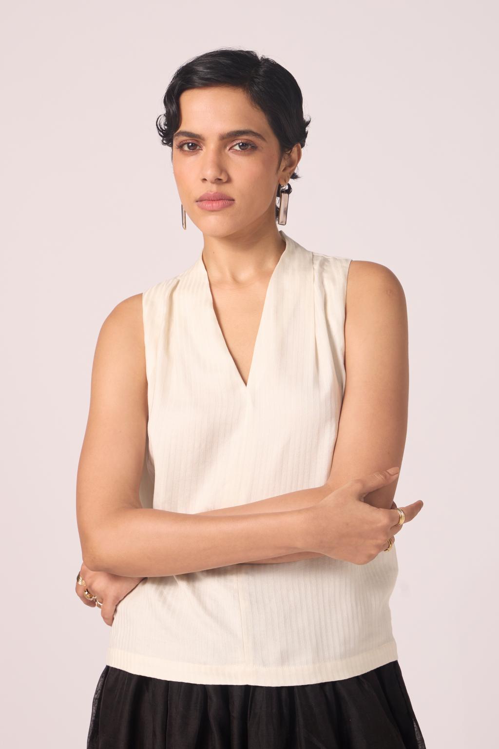 Lumas Off White Silk Top