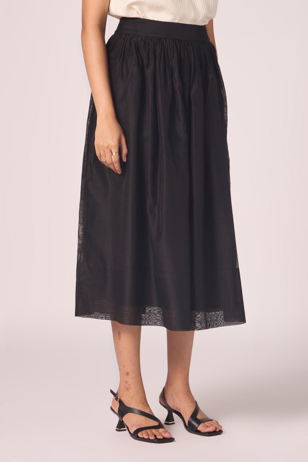 Sahir Black Handwoven Skirt