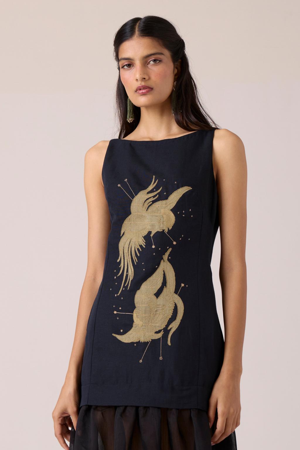 Astra Black Embroidered Maxi Dress