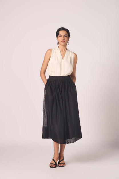 Sahir Black Handwoven Skirt