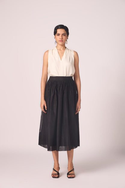 Sahir Black Handwoven Skirt