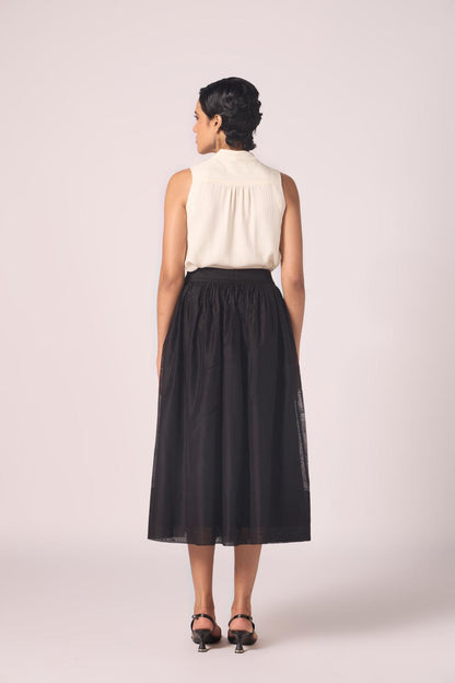 Sahir Black Handwoven Skirt