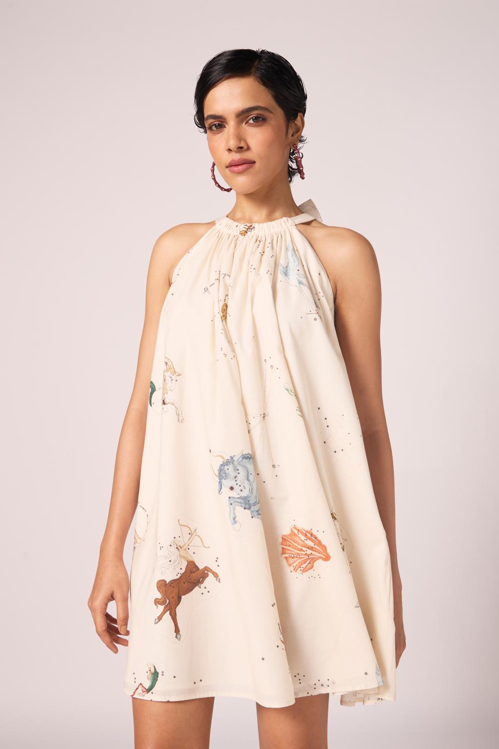 Chica Zodiac Print Cotton Dress