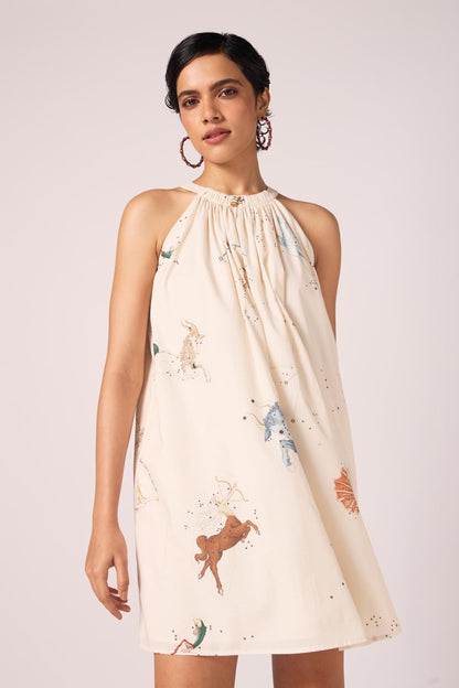 Chica Zodiac Print Cotton Dress